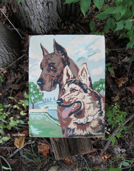 Vintage Paint by Number Dogs Great Dane and German Shepherd Etsy