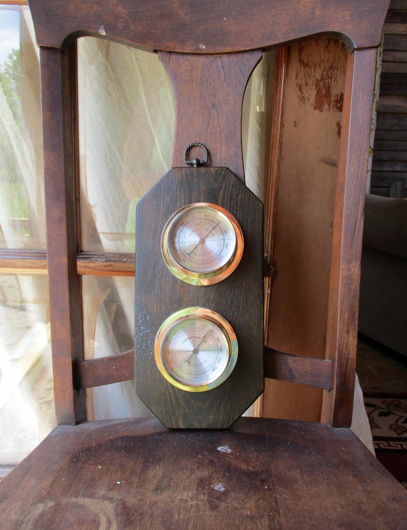 Springfield Vintage Weather Station Wood Thermometer And Humidity Meter Retro