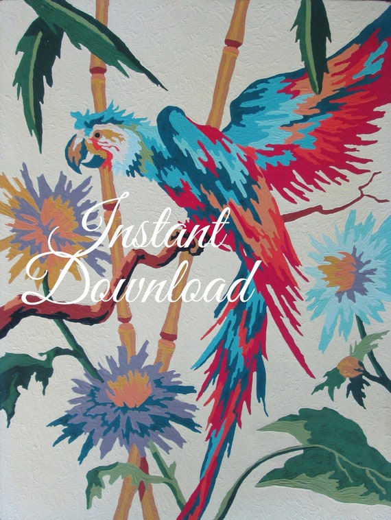 instant download printable vintage paint by number blue etsy