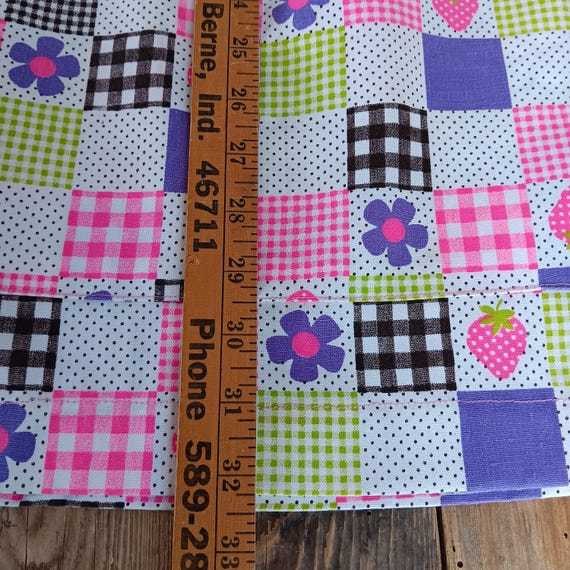 Vintage Handmade Patchwork Print Mod Flowers Hous… - image 6