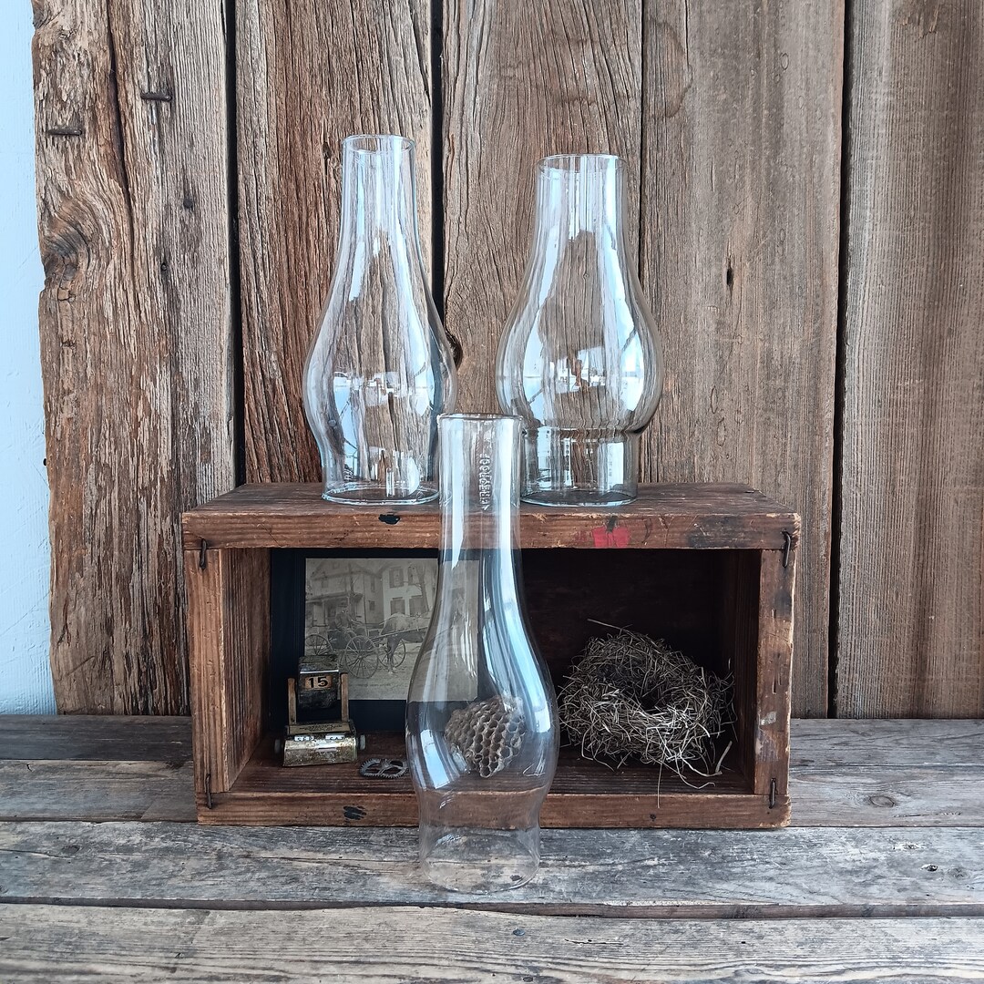 Vintage Clear Glass Hurricane Lamp Chimney Replacement Globe Shade