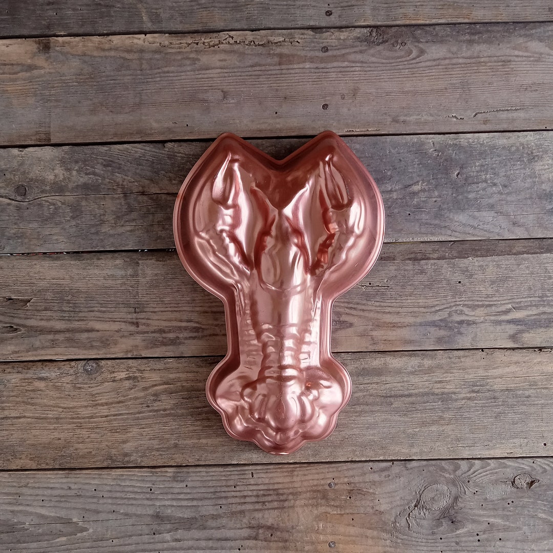 Vintage Lobster Copper Jello Mold Gelatin Metal Farmhouse Kitchen Wall