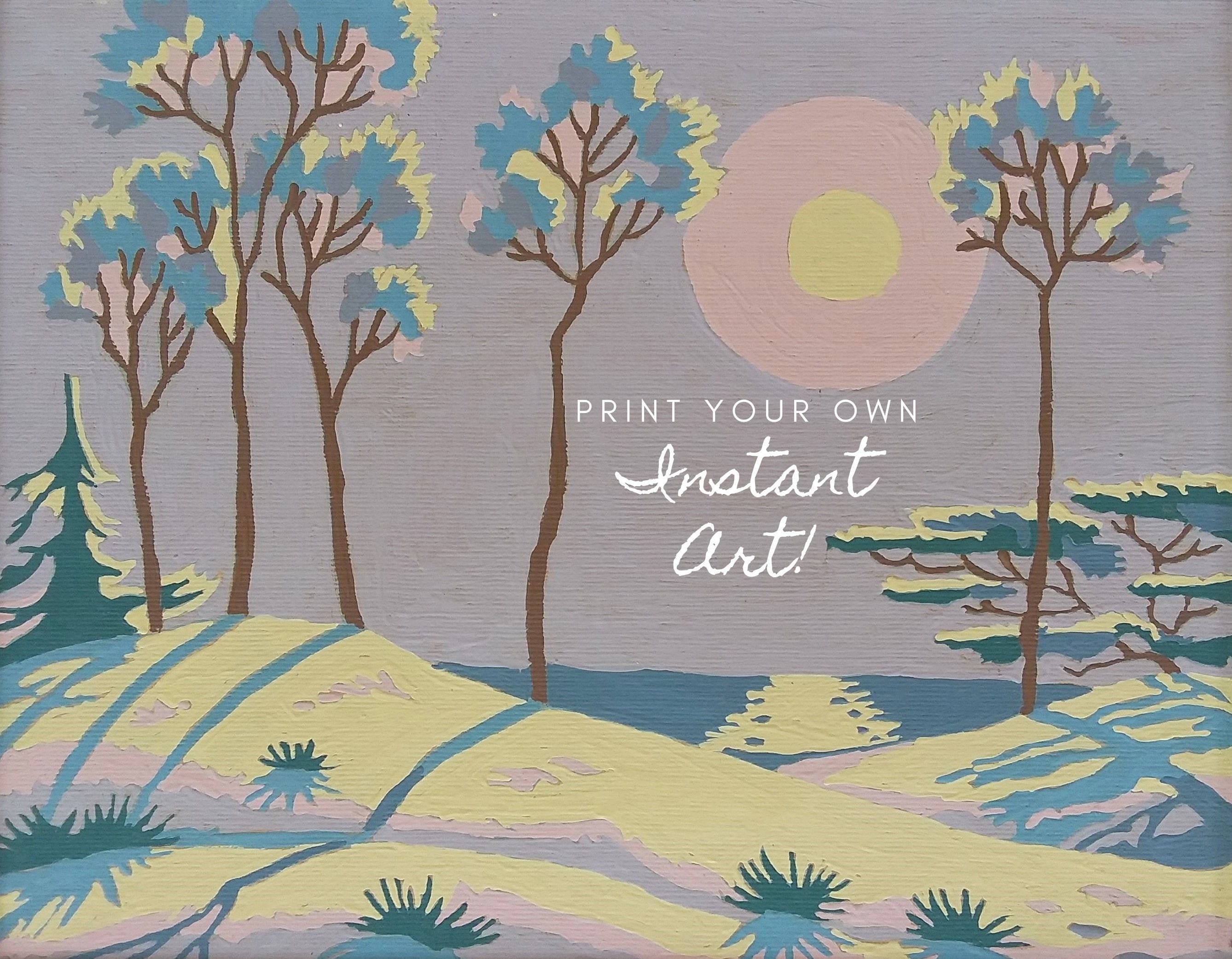 printable vintage paint by number moonglow instant etsy