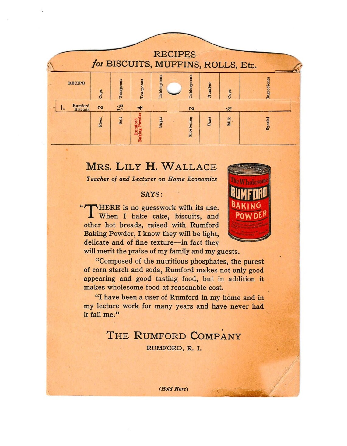 Rumford Mrs. Lily H. Wallace Recipes for Biscuits Muffins and Etsy