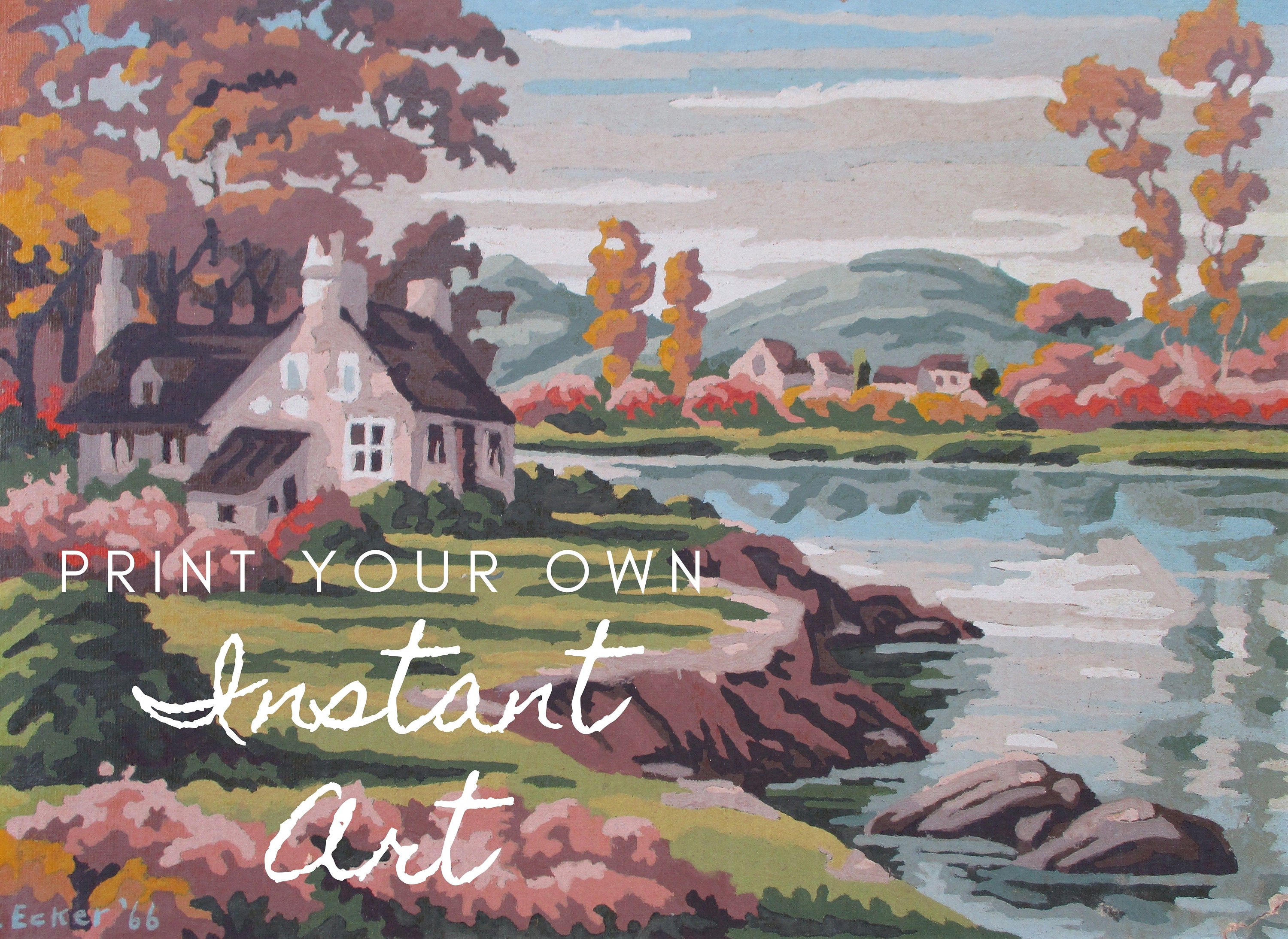 Printable Vintage Paint By Number Completed The Splendid Etsy