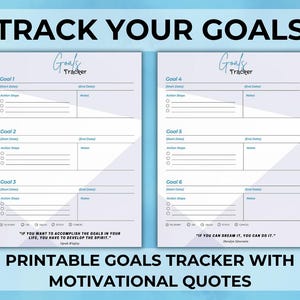 Goal Tracker Printable and Downloadable, Achieve Your Goals, Goal Planner for Motivation & Success