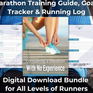 Maratonträningsguidepaket, e-bok för löpning med målspårning och löploggar, perfekt för nybörjare, utmärkt present till nya löpare