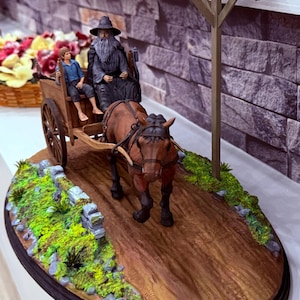 Gandalf Frodo Pferdewagen Diorama, Handgemachte Filmszene Statue, Herr Der Ringe Sammler Geschenk Für Ihn, Fantasy Wohnkultur, Einzigartiges Geschenk
