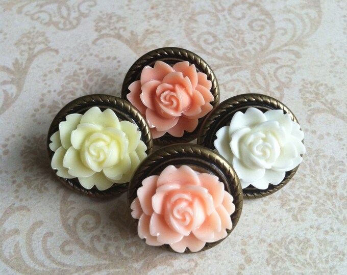 4 Rose Push Pins Office Decor Thumbtack Push Pins - Etsy