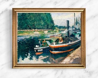 Pissarro Barges Giclee Art Print, Unframed, Nautical Fine Art Print - Gallery Wall Art - Vintage Wall Art - 118