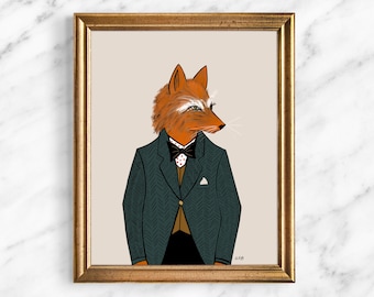 Bowtie Fox Giclee Art Print, Fox Illustration, Fox Painting, Gallery Wall Art Print, Art for Boy Bedroom, Kids Bedroom, Nursery Wall Decor