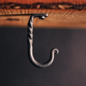 Hand-Forged Steel Under Cabinet J Hooks — Pack of 2 – Under Cabinet Mug Holder