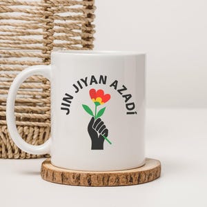 Kurdish Ceramic Mug, Jin Jiyan Azadi, Women&#39;s Rights, Gift for Her, Kurdish Culture, Gift for Her, Kurdish Rights, Women&#39;s Rights,