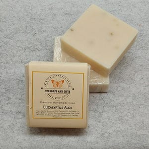 Eucalyptus Aloe Handmade Soap – Refreshing & Soothing – Cold Process Skincare - Herbal Fresh Scent