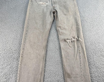 Vintage Levis 501xx USA Made 28x30 Heavy Distressed Gray Button Fly Levis 1994