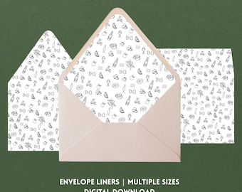 Italiaanse doodle envelopvoering: vespa, wijn, pasta (pdf-download A7/A6/C5/C6-enveloppen)