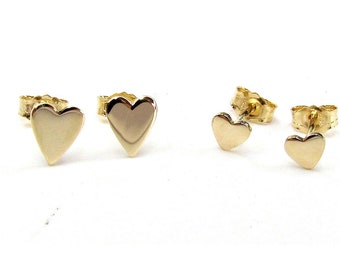 14K Solid Gold Heart Stud Earrings • 14K Yellow Gold Tiny Heart Earrings • 14K Solid Gold Heart Post Earrings • PAIR of Earrings