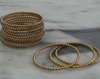 Twisted Rope Stack Ring • Dainty Twisted Band Ring • Minimal Rope Stack Ring •14kt Gold Filled