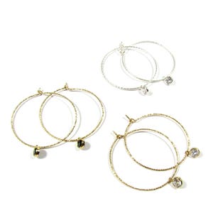 Sparkle Hoop Earrings  • CZ Hoop Earrings •  Dangling CZ Sparkle Hoop Earrings • Skinny Hoop Earrings • 14kt Gold Filled or  Silver