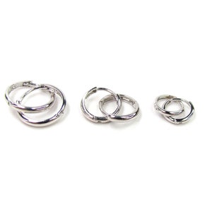 14K White Gold Tiny Polished Hoops • White Gold Hoop Earrings • White Gold Mini Hoops • Hoops Multiple Piercings • Tiny Hoop Earrings