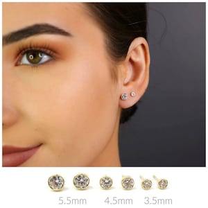 Bezel Earring Studs, Hypoallergenic Earring Studs, Tiny Stud Earrings, Stud  Earrings, Minimalist Earrings, Diamond Stud Earrings, Gold Studs 