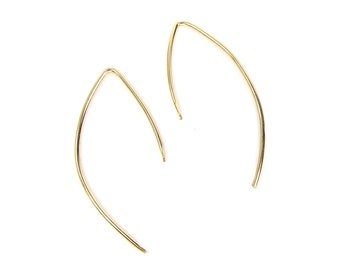 Arc Threader Earrings • 14K Gold Filled Threader Earring • Minimal Open Hoop Earrings • Gold Wire Hoop Earrings • Arc Open Hoops