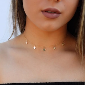 5 Star Choker Necklace • Dainty Star Choker • 14kt Gold Filled, Sterling Silver or Rose Gold Filled
