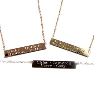 Kids Names Gold Bar Necklace, Engraved Bar Necklace, Multi Name Bar Necklace, in14KT Gold Filled, Rose Gold Filled or Sterling Silver image 2