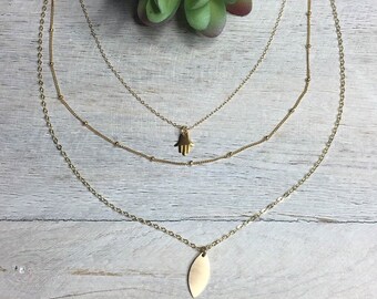 14k Yellow Gold Filigree Chamseh Pendant 36x16mm