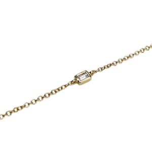 14K Diamond Solitaire Bracelet • Diamond Baguette Solitaire Bracelet • Dainty Diamond Bracelet • 14K Solid Gold Diamond Bracelet