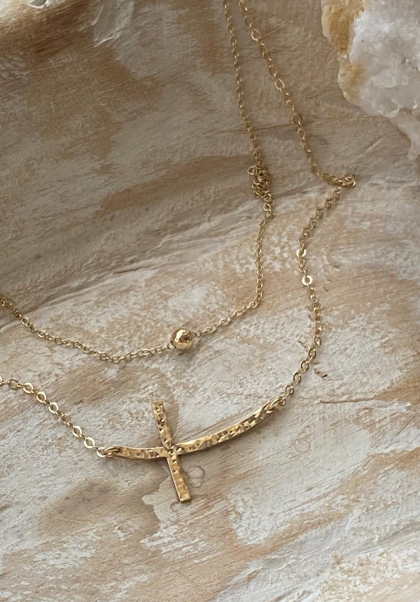 Curved Sideways Cross and Tiny Hammered 