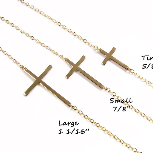 Sideways Cross Necklace, Sterling silver, Gold filled & Rose Gold Filled, As seen on Meg Ciaoobellaxo from Youtube