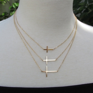 Sideways Cross Necklace, Sterling silver, Gold filled & Rose Gold Filled, As seen on Meg Ciaoobellaxo from Youtube image 6
