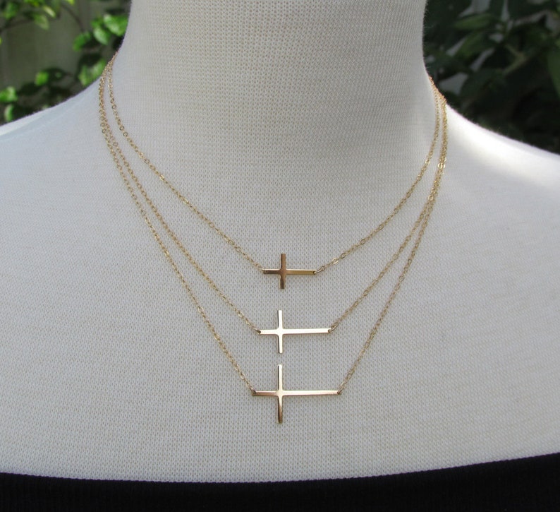 Sideways Cross Necklace, Sterling silver, Gold filled & Rose Gold Filled, As seen on Meg Ciaoobellaxo from Youtube image 6