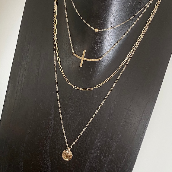 Curved Sideways Cross and Tiny Hammered 