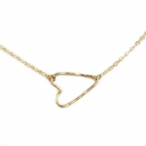 Hammered Sideways Heart Necklace | 14kt Gold Filled