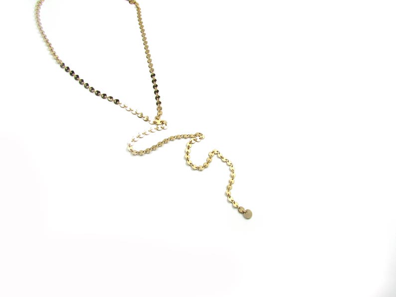 Coin Choker Necklace Y Lariat Disc Necklace Gold Choker Etsy