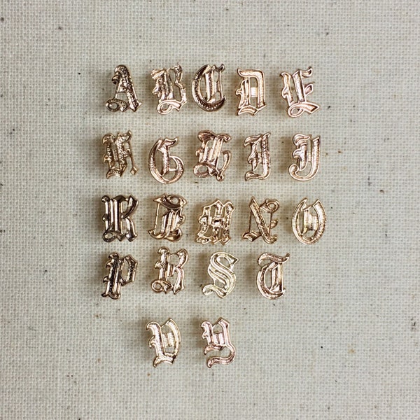14KT Gold Old English Initial Earrings •Gothic Letter Stud Earrings • Alphabet Letter Post Earrings •  PAIR of Earrings