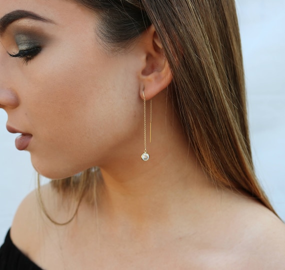 Diamond threader best sale earrings