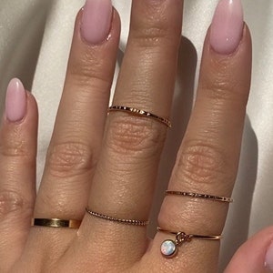 Stack Ring • Linear Texture  Hammered Stacking Ring • Line Stackable Ring • Gold Filled or Sterling Silver