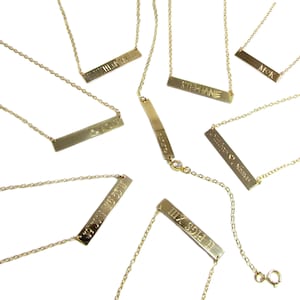 PERSONALIZED Nameplate Necklace, Engraved Bar Necklace, 14kt gold filled or Sterling Silver