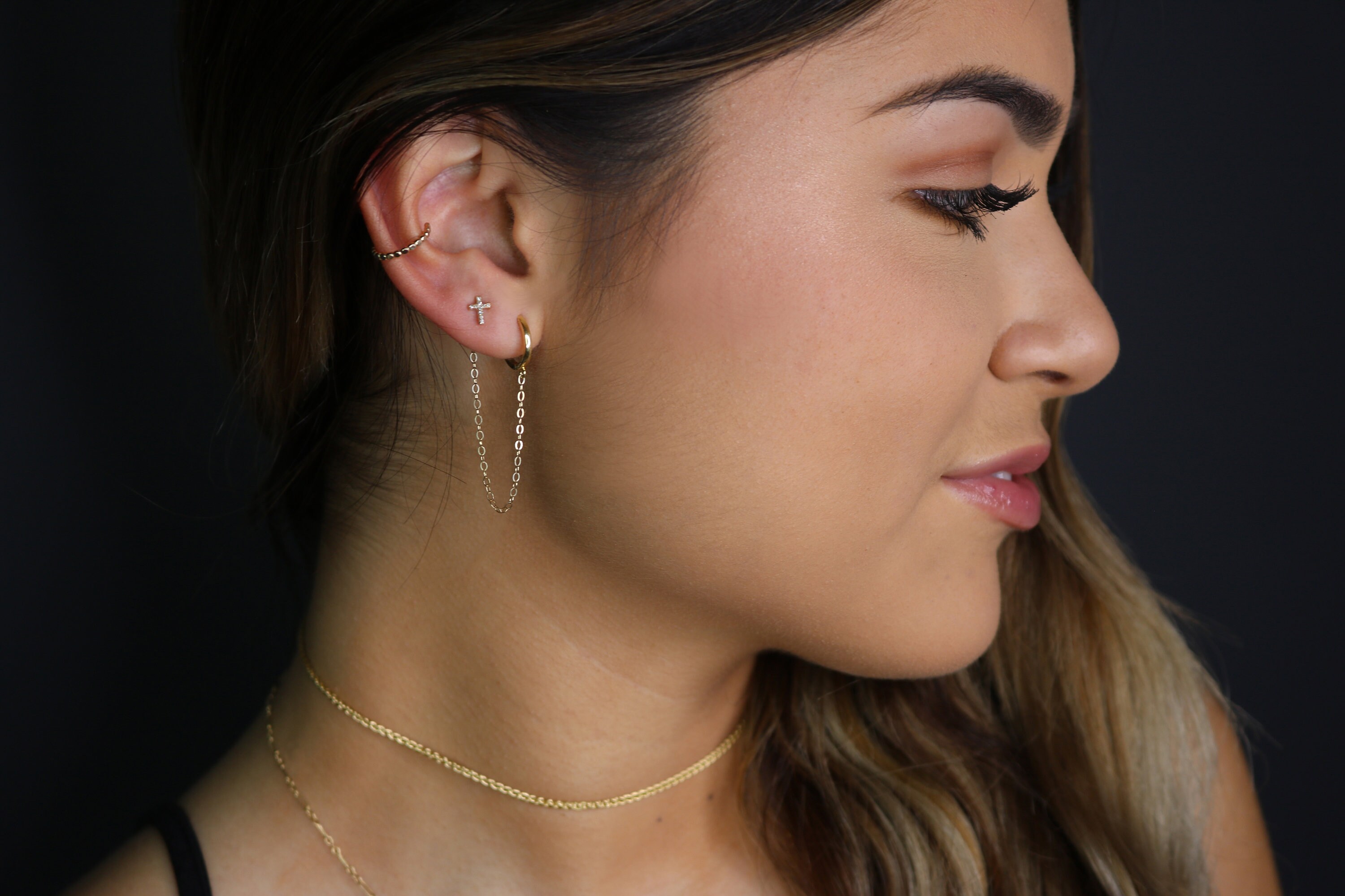 Beaded Ear Cuff Flattened Bead Ear Cuff No Piercing Ear Etsy