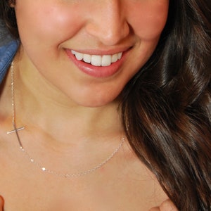 Sideways Cross Necklace, Sterling silver, Gold filled & Rose Gold Filled, As seen on Meg Ciaoobellaxo from Youtube image 4