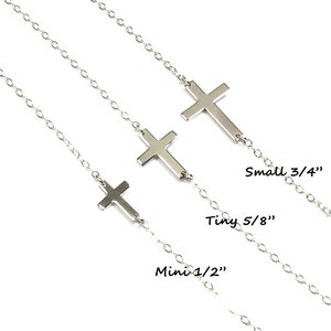 Cross Necklace • Sideways cross necklace • Horizontal Cross • Religious Gift • Christian Gift • Sterling Silver and 14kt Gold filled