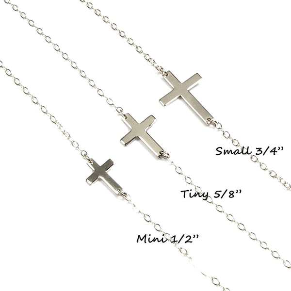 Cross Necklace • Sideways cross necklace • Horizontal Cross • Religious Gift • Christian Gift • Sterling Silver and 14kt Gold filled