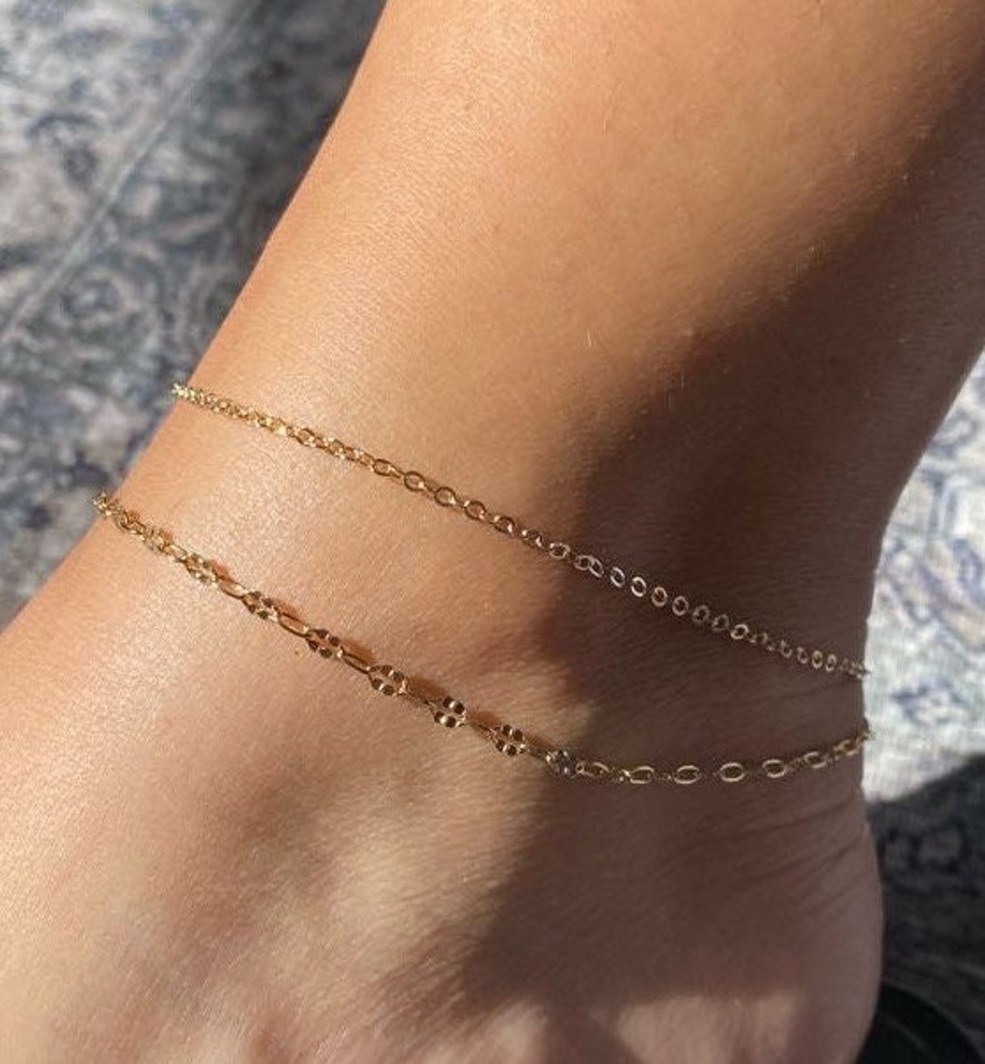 Double Strand Anklet Two Strand Ankle Bracelet Double Chain Anklet Gold Layered Chain Anklet Sterling Silver or Gold Filled Etsy Canada