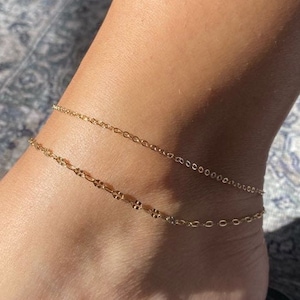 Double Strand Gold Anklet | Layered Anklet Jewelry | 14K Gold Filled Adjustable Ankle Bracelet | Dainty Everyday Jewelry