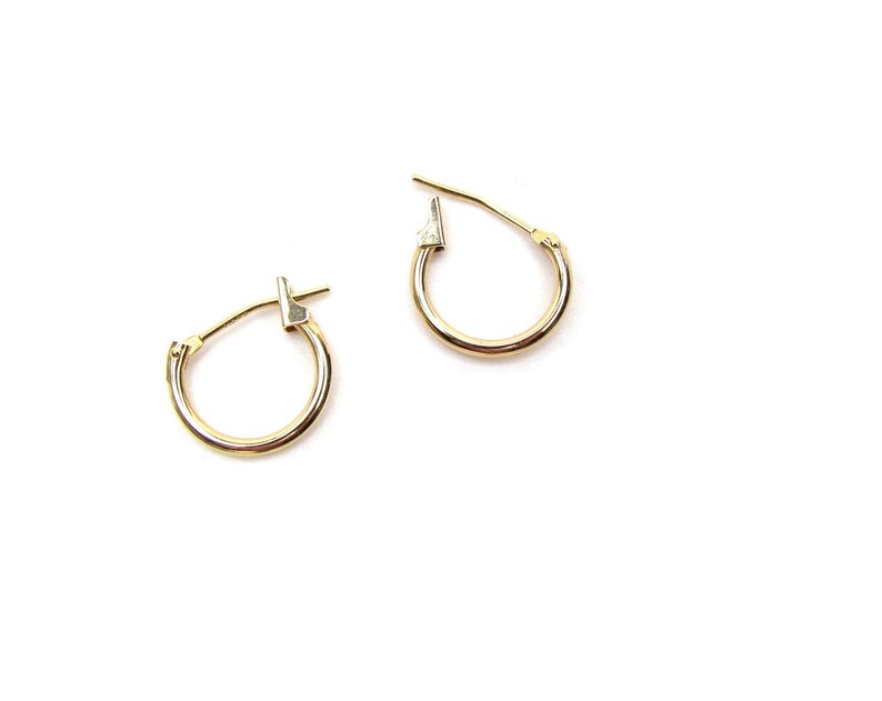 14k Solid Gold Tiny Hoop Earrings Mini Hoops Tiny Snap | Etsy