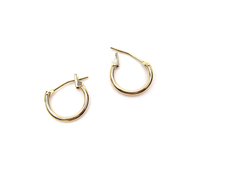 14k Solid Gold Tiny Hoop Earrings Mini Hoops Tiny Snap Etsy
