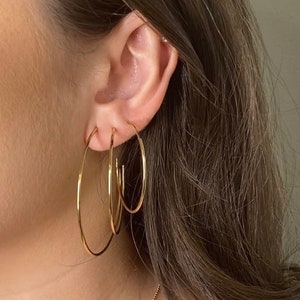 Skinny Hoop Earrings • Gold Filled Thin Hoop Earrings • Minimalist Hoop Earrings • Hoop Earring • 14kt Gold Filled or Sterling Silver • Pair